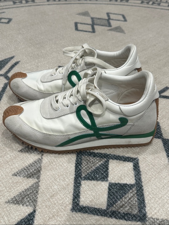 Loewe Shoes - Loewe green and white suede sneaker